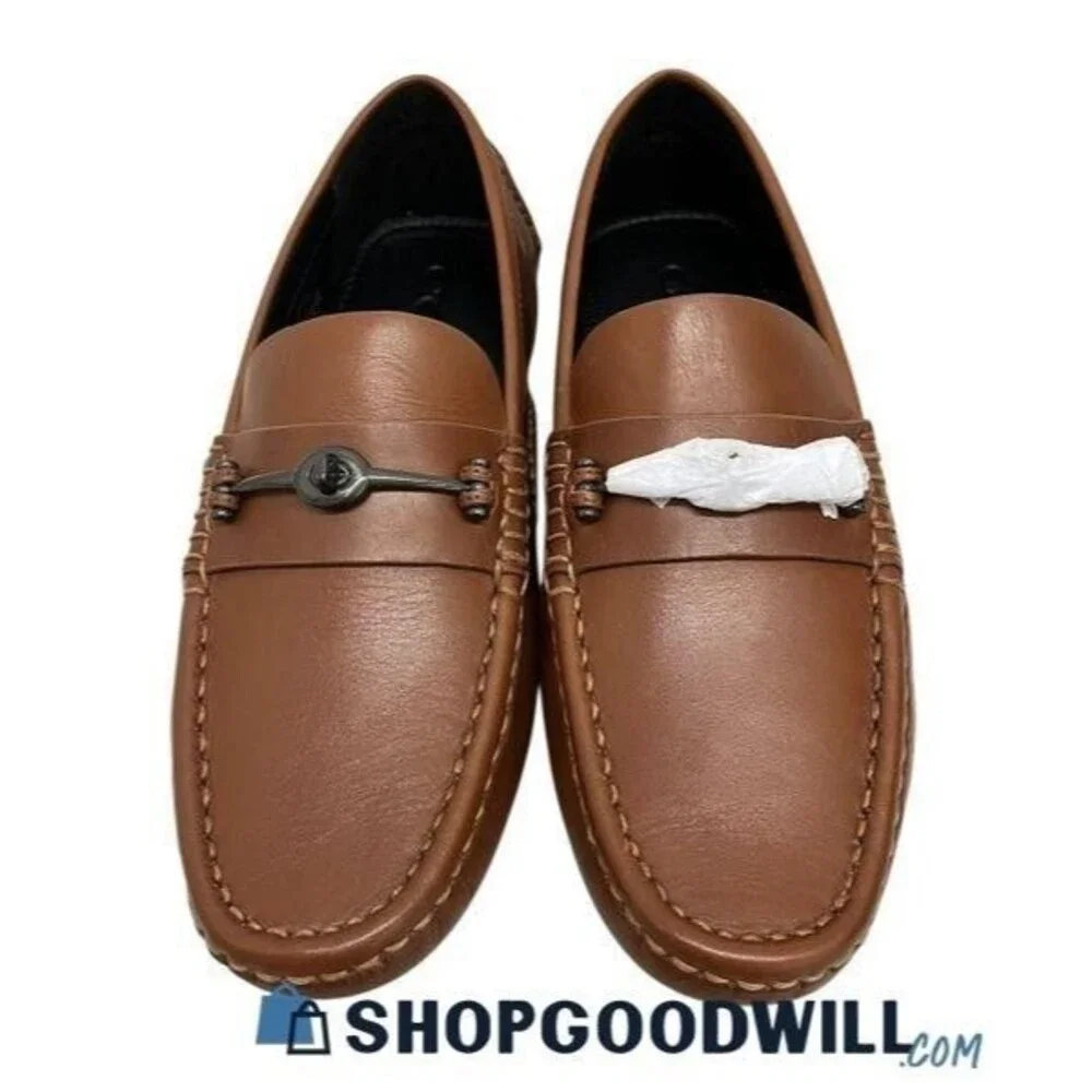 COACH CROSBY TURNLOCK MENS BROWN LEATHER DRIVER LOAFER SHOES NIB SIZE 8D